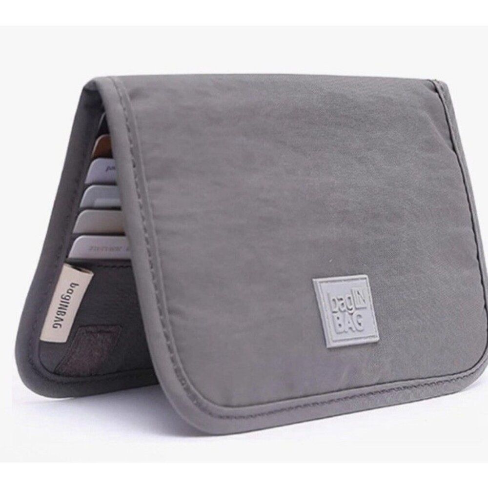 Bag In A Bag Wallet Grey Wallet Holds 28 Cards Zipper Coin Pocket New